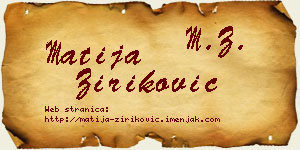 Matija Ziriković vizit kartica